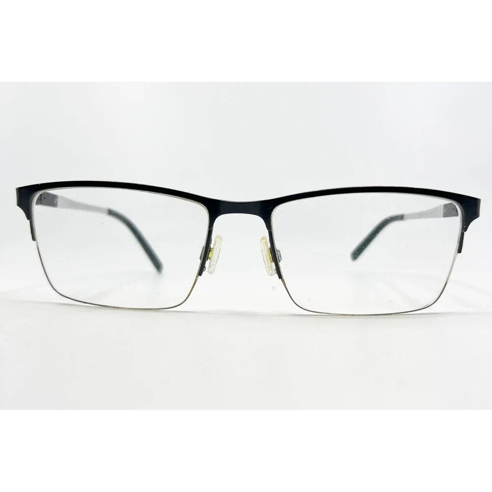 Perry Ellis Eyeglasses Mens Black Silver PE 411-2 Rectangular 56-18-145